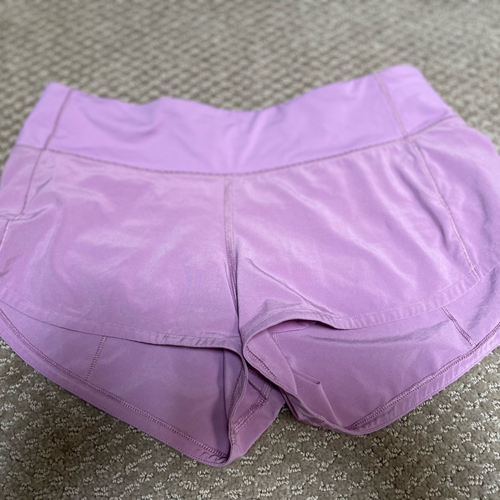 Lululemon size 4 speed shorts purple. Liner still attached